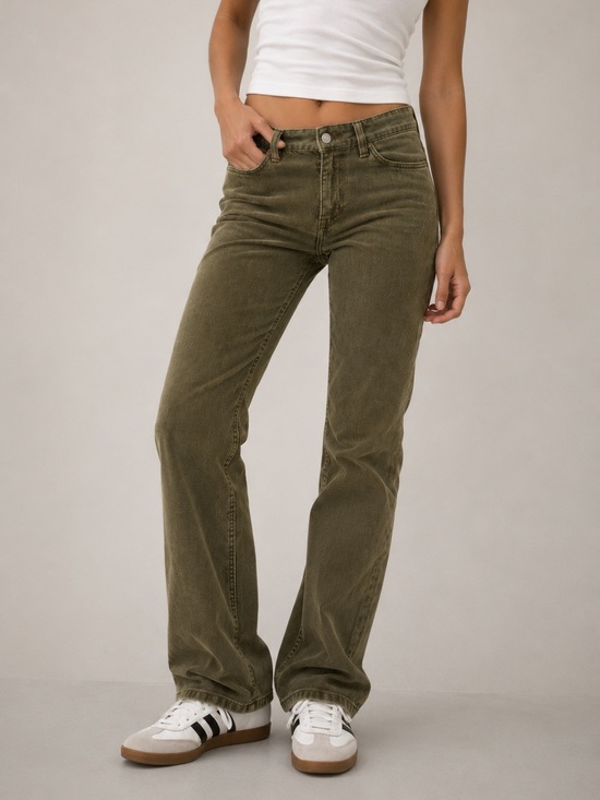 Polo Ralph Lauren Denim - Y2K Polo Jeans Ralph Lauren Corduroy Pants Green Straight Leg Sz 4 Low Rise